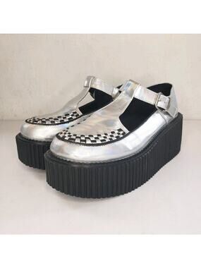 Demonia Cult Creeper Hologram Platform Mary Jane Shoes Women's Size 10